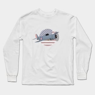 Patriotic WW2 F4F Wildcat Airplane Long Sleeve T-Shirt